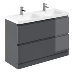 Plum&clay Marvel Gloss Dark Grey Floor Standing Bathroom Vanity Unit With Resin Basin (W)1200mm - thumbnail 2