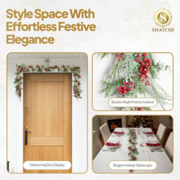 Shatchi Cypress Pine Garland - 180Cm Pe Artificial Christmas Wreath For Styling - thumbnail 8