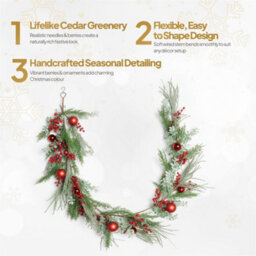 Shatchi Cypress Pine Garland - 180Cm Pe Artificial Christmas Wreath For Styling - thumbnail 6