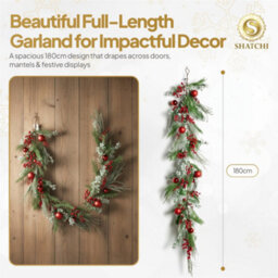 Shatchi Cypress Pine Garland - 180Cm Pe Artificial Christmas Wreath For Styling - thumbnail 7