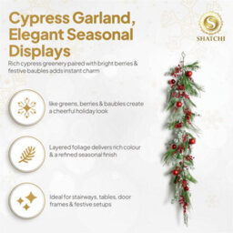 Shatchi Cypress Pine Garland - 180Cm Pe Artificial Christmas Wreath For Styling - thumbnail 4