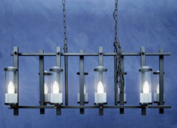 Orsina Iron And Glass Wide Pendant Light, 8 Glass Bulbs With Industrial Black Iron Frame, Statement Ceiling Light - thumbnail 4