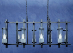 Orsina Iron And Glass Wide Pendant Light, 8 Glass Bulbs With Industrial Black Iron Frame, Statement Ceiling Light - thumbnail 3