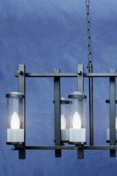 Orsina Iron And Glass Wide Pendant Light, 8 Glass Bulbs With Industrial Black Iron Frame, Statement Ceiling Light - thumbnail 2