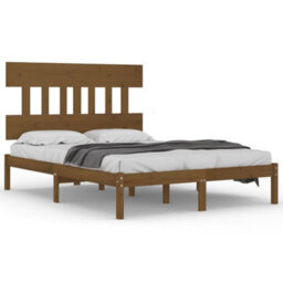 Berkfield Bed Frame Honey Brown Solid Wood 200X200 Cm - thumbnail 2