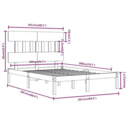 Berkfield Bed Frame Honey Brown Solid Wood 200X200 Cm - thumbnail 6