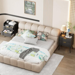 Huhote Sleek Wooden Bedside Table With 2 Drawers And Storage Black 16.3 X 11.8 X 22.8 In Nightstand Bedside Cabinet - thumbnail 6