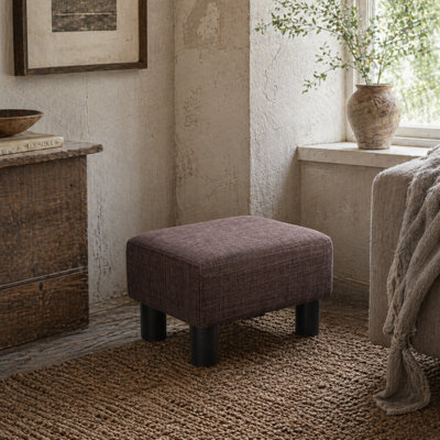 Wyld Haus Fata Linen Brown Rectangular Footstool L40 X D30 X H24Cm With 4 Plastic Feet - image 1