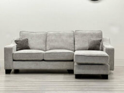 Nebraska Right Hand Corner Hopsack Fabric Grey, Beige Sofa Set - Foam Seats - Wooden Feet - thumbnail 1