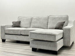 Nebraska Right Hand Corner Hopsack Fabric Grey, Beige Sofa Set - Foam Seats - Wooden Feet - thumbnail 2