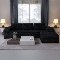 Sliding Wardrobes 4 u LTD Modern Comfort Compact Right Or Left Corner Sofa With Cushions Quick Easy Setup (Black - Rightcorner) - thumbnail 2