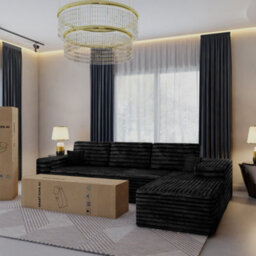 Sliding Wardrobes 4 u LTD Modern Comfort Compact Right Or Left Corner Sofa With Cushions Quick Easy Setup (Black - Rightcorner) - thumbnail 6