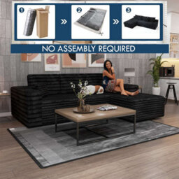 Sliding Wardrobes 4 u LTD Modern Comfort Compact Right Or Left Corner Sofa With Cushions Quick Easy Setup (Black - Rightcorner) - thumbnail 1