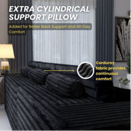 Sliding Wardrobes 4 u LTD Modern Comfort Compact Right Or Left Corner Sofa With Cushions Quick Easy Setup (Black - Rightcorner) - thumbnail 4