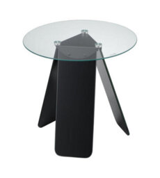 Aspect Furniture Asti Glass Round Side Table, Living Room End Table ,clear/black Glass - thumbnail 2