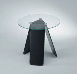 Aspect Furniture Asti Glass Round Side Table, Living Room End Table ,clear/black Glass - thumbnail 3