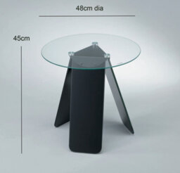 Aspect Furniture Asti Glass Round Side Table, Living Room End Table ,clear/black Glass - thumbnail 4