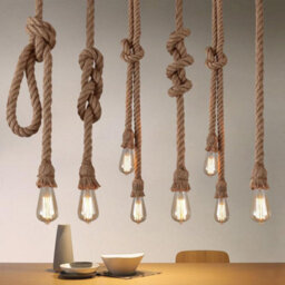 Industrial Style Ceiling Pendant Light With E27 Holder And 200Cm Adjustable Rope Cable No Bulb Included - thumbnail 4