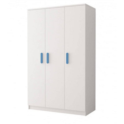 Arte Smyk Sm-19 White Matt Hinged Wardrobe 120Cm With Blue Handles - Stylish Storage - image 1