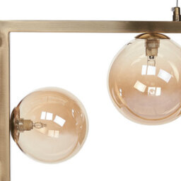 Beliani Five Light Pendant Lamp - Gloss Brass Rectangular Frame, Glam Industrial Style For Dining And Living - thumbnail 5