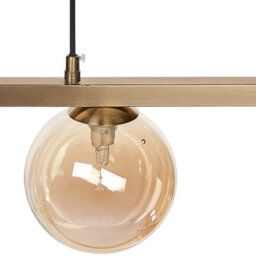 Beliani Five Light Pendant Lamp - Gloss Brass Rectangular Frame, Glam Industrial Style For Dining And Living - thumbnail 4