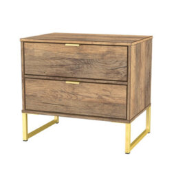 Tamworth Double 2 Drawer Bedside Cabinet In Vintage Oak (Ready Assembled) - thumbnail 3