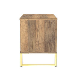 Tamworth Double 2 Drawer Bedside Cabinet In Vintage Oak (Ready Assembled) - thumbnail 2