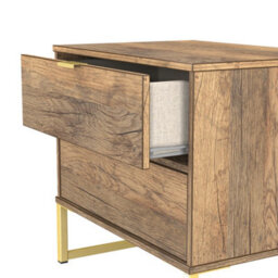 Tamworth Double 2 Drawer Bedside Cabinet In Vintage Oak (Ready Assembled) - thumbnail 5