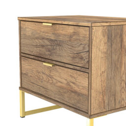 Tamworth Double 2 Drawer Bedside Cabinet In Vintage Oak (Ready Assembled) - thumbnail 4