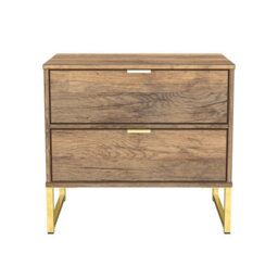 Tamworth Double 2 Drawer Bedside Cabinet In Vintage Oak (Ready Assembled) - thumbnail 1