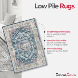 Decoranddecor Living Room Rugs, Area Rugs, Washable Rugs, 200X290Cm, Non-Slip, Pet Friendly, Low Pile, Traditional Rug - Soreli - thumbnail 6
