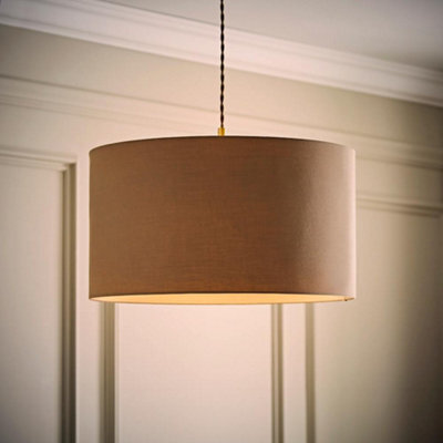 Valuelights Reni Taupe Fabric Drum Ceiling Lamp Shade And Bulb (D)45Cm - image 1