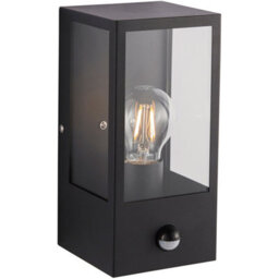Outdoor Glass Box Style Wall Light With Pir - 28W Eco Gls Led - Matt Black - thumbnail 3
