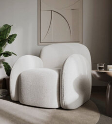Stratus Interiors Zen Boucle Chair Teddy Accent Chair In Cream And Grey - Cream Boucle - Add Professional Assembly And Delivery To Room Of Choice - thumbnail 2
