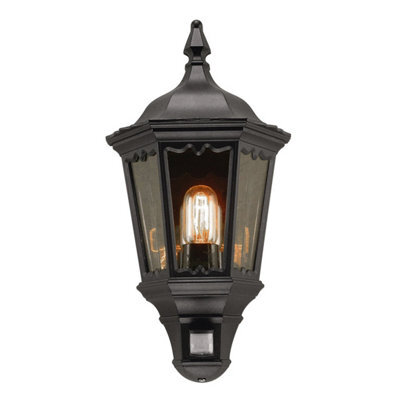 Elstead Medstead 1 Light Outdoor Half Lantern Light Black With Pir Motion Sensor Ip43, E27 - image 1
