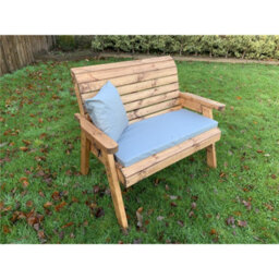 Marlborough Traditional Wooden 2 Seater Bench With 1 X Bench Cushion Grey, 1 X Scatter Cushion Grey & Standard Fitted Cover - thumbnail 1