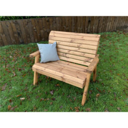 Marlborough Traditional Wooden 2 Seater Bench With 1 X Bench Cushion Grey, 1 X Scatter Cushion Grey & Standard Fitted Cover - thumbnail 4