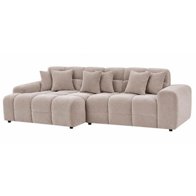 Furnishings For Less UK Jenson Beige Left Hand Facing Plush Velvet Corner Sofa With Chaise - image 1