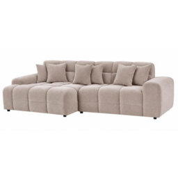 Furnishings For Less UK Jenson Beige Left Hand Facing Plush Velvet Corner Sofa With Chaise - thumbnail 1