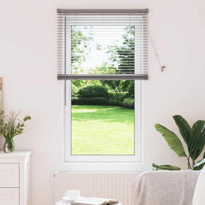 Berkfield Window Blind With Curtains Manual Silver Aluminium - image 1