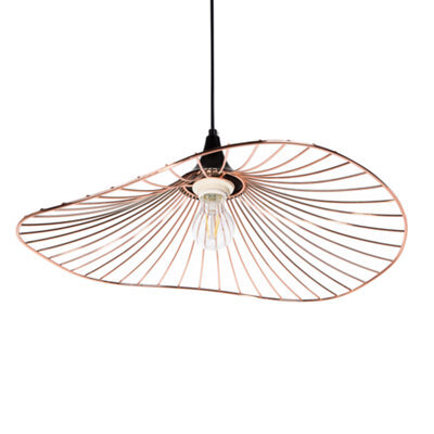 Wyld And Coco Lumina Copper Pendant Lamp With Black Wire Open Shade Industrial Lighting - W50 X D50 X H125Cm - image 1