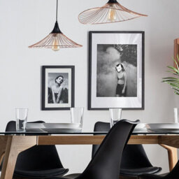 Wyld And Coco Lumina Copper Pendant Lamp With Black Wire Open Shade Industrial Lighting - W50 X D50 X H125Cm - thumbnail 2