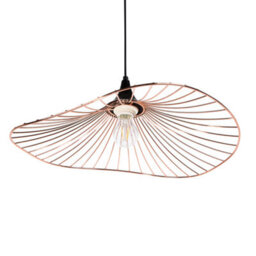 Wyld And Coco Lumina Copper Pendant Lamp With Black Wire Open Shade Industrial Lighting - W50 X D50 X H125Cm - thumbnail 1
