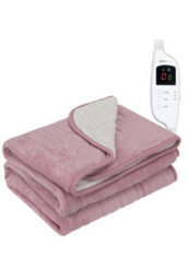 Monhouse Heated Throw - Electric Blanket - Digital Controller - 9Hr Timer, 9 Heat Settings - Single 130X160Cm - Pink Shearling - thumbnail 1