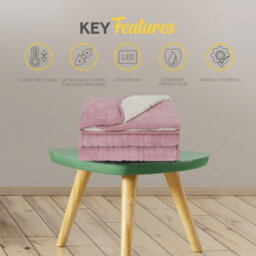 Monhouse Heated Throw - Electric Blanket - Digital Controller - 9Hr Timer, 9 Heat Settings - Single 130X160Cm - Pink Shearling - thumbnail 6
