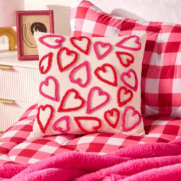 Ohs Tufted Hearts Decorative Scatter Cushion Faux Linen Throw Pillow - thumbnail 3