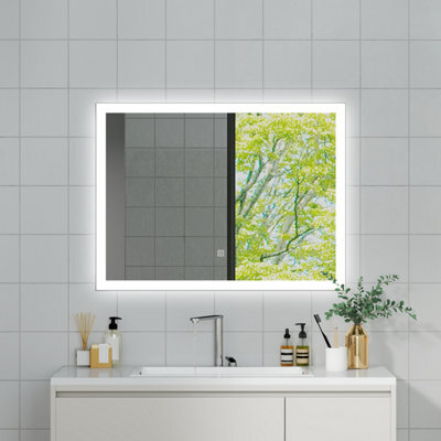 Probaty Bathrooms Bathroom Illuminated Led Mirror With Shaver Socket,demister Pad,800X600mm Rectangular Backlit Wall Mounted,touch Switch Ip44 - image 1