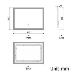 Probaty Bathrooms Bathroom Illuminated Led Mirror With Shaver Socket,demister Pad,800X600mm Rectangular Backlit Wall Mounted,touch Switch Ip44 - thumbnail 9