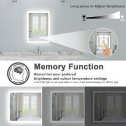 Probaty Bathrooms Bathroom Illuminated Led Mirror With Shaver Socket,demister Pad,800X600mm Rectangular Backlit Wall Mounted,touch Switch Ip44 - thumbnail 3