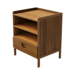 Thehotsale Nightstand Bedside Table With Drawer And 2 Open Shelves Tea Colour, 37Cm W - thumbnail 4